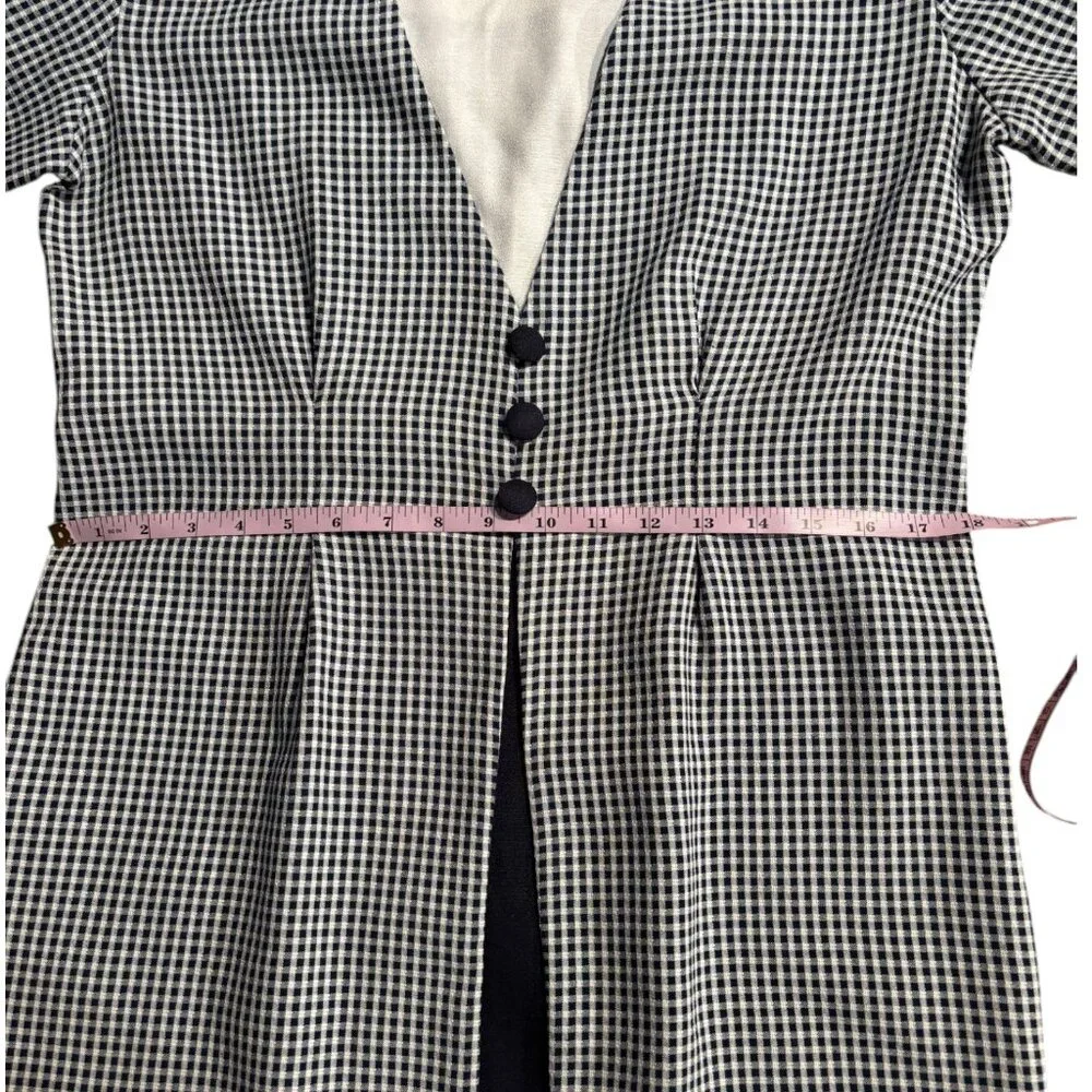 DBY‎ vintage 90s Y2K blue white plaid tie back faux jacket dress Women's sz 11